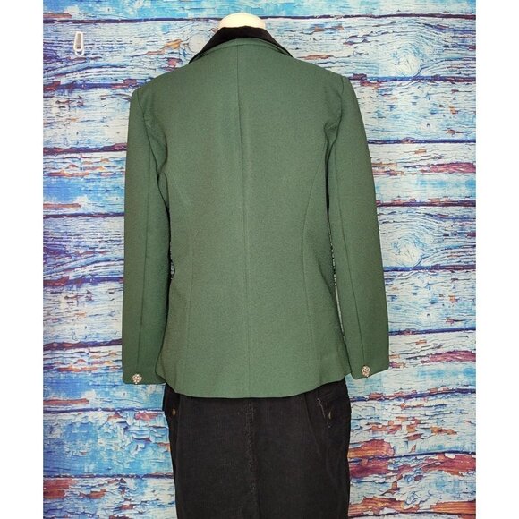 Vtg Beautiful Green Blazer With Detailed Buttons And Velour - Picture 5 of 11